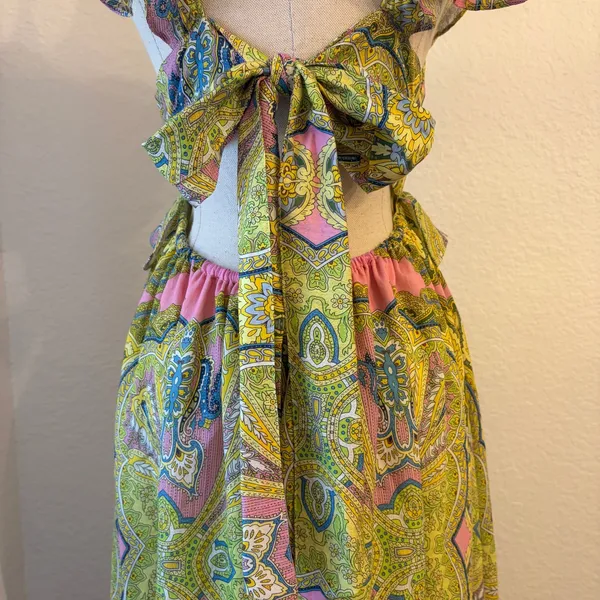 A Loves A Maxi Dress M Boho Ruffle Tie Back Cutout Paisley Wedding Resort‎ NWT - Image 6