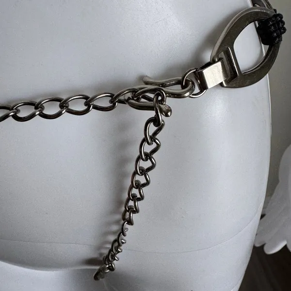 Vintage Hip Chain Link Belt With Leather Festival Boho Size S - Image 4