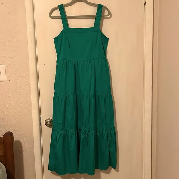 NWT Emerald Green Cotton Dress Size M - Image 3