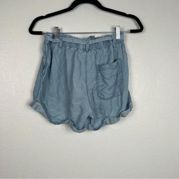 AERIE‎ Chambray Belted Shorts Blue Sz S - Image 2