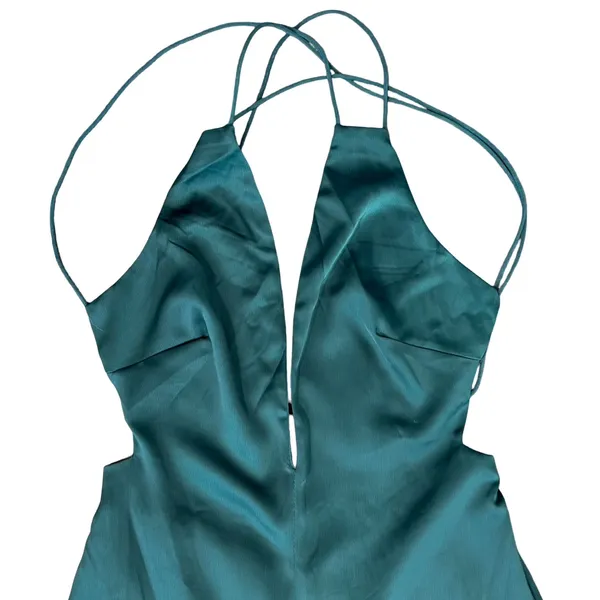 Lulus Hold That Pose Emerald Green Strappy Glam Satin Jumpsuit size XS NEW Tags - Image 16