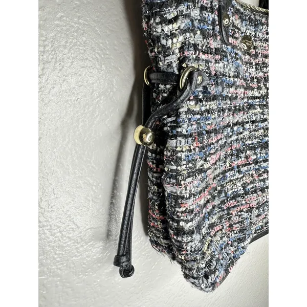 Juicy Couture Satchel Bag Womens Medium Multicolor Tweed Sequin Top Handle Lips - Image 3