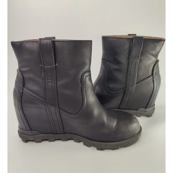 Black Wedge Boot Size 8 Side Zipper - Image 5