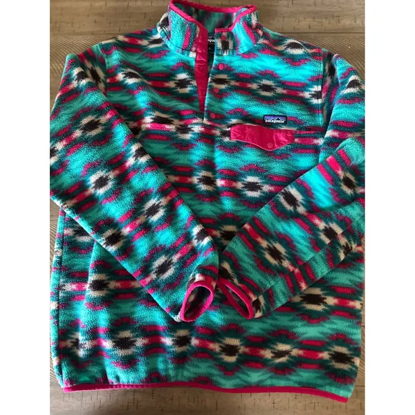 Patagonia Synchilla Fleece Pullover Women's XL Aztec Southwestern Teal Pink - Image 2