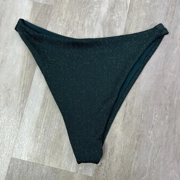 Skatie Kelly Bikini Bottom in Firefly Dark Green Sparkle Size Large - Image 2