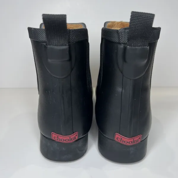 Chooka Black Waterproof Chelsea Rain Boots Faux Fur Lined Women's Size 6 - Image 7