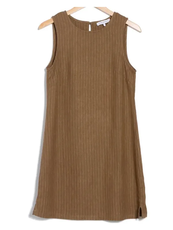 WeWoreWhat Stripe Linen Blend A-Line Muscle Mini Dress Brown NWT XS - Image 6