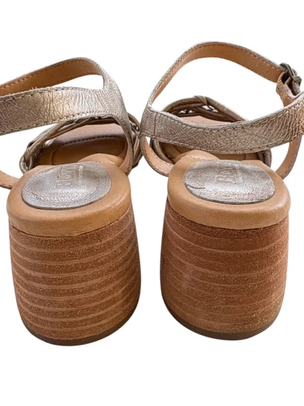 EUC Born Leather Shonie Heeled Sandals Gold Size 8 Retail $130.00 - Image 6