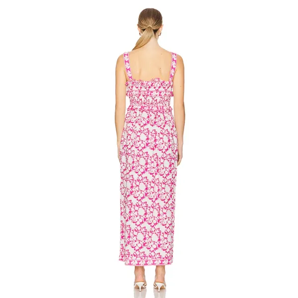 Saylor Denise Tiered Pink Floral Maxi Womens Dress Small - Image 3