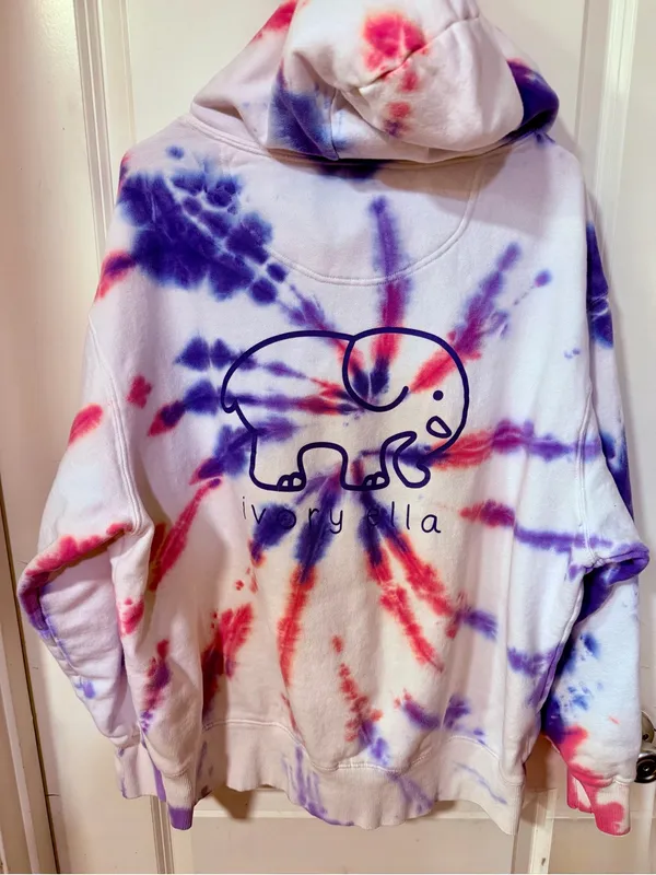 ivory ella Kids Tie-Dye Hoodie in Pink & Purple Swirl - Image 3