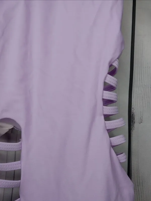 Aqua Eve Lattice Front Lilac One-Piece Y2K Style Swimsuit - Image 4
