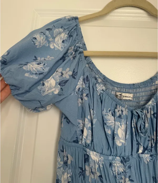 Hollister Blue Floral Puff-Sleeve Mini Dress - Image 5
