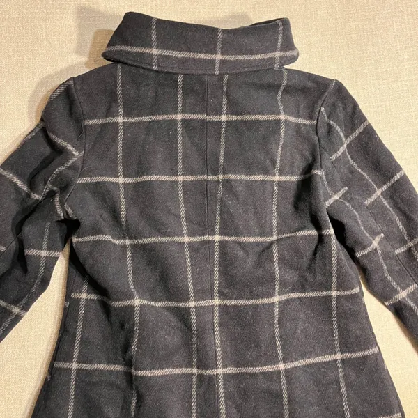 Coffee Shop New York Women's Navy‎ Plaid Asymmetrical Collar Jacket Size Small - Image 12