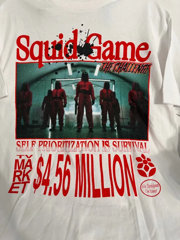 PacSun Market Netflix White Tee with Red & Green Graphic - Squid Game Print - Image 2