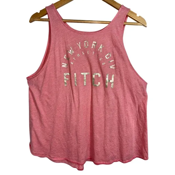 Abercrombie & Fitch New York Athletic Pink Silver Logo Swing Tank Top Size Large - Image 2