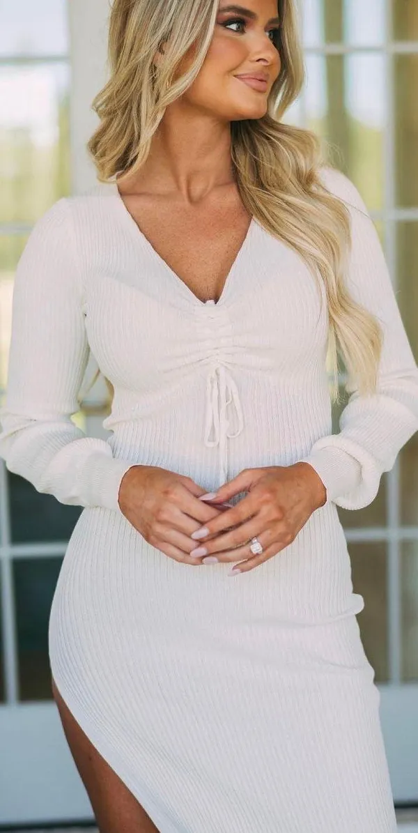 These Three Boutique Paisleigh Knit Dress - Cream - Image 2