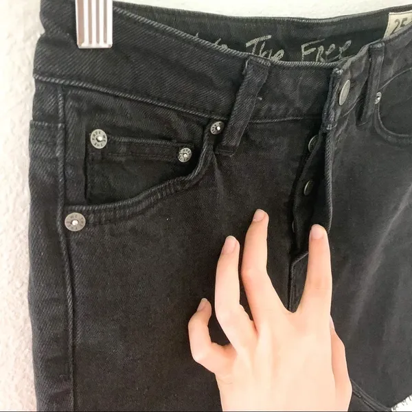 Free People Shorts Avery‎ Denim Black Ash 24 25 NWT - Image 6