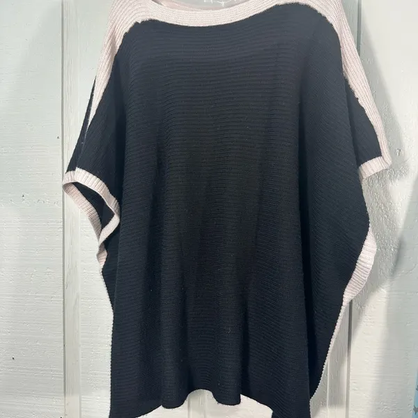 JENNIE LIU Women's Cashmere Blend Rib Knitted Poncho Sweater One Size NW… - Image 7