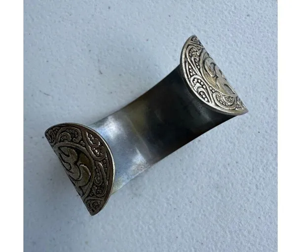 Premier Designs Women's Wide Intricate Etched Silvertone Cuff Bracelet - Image 3