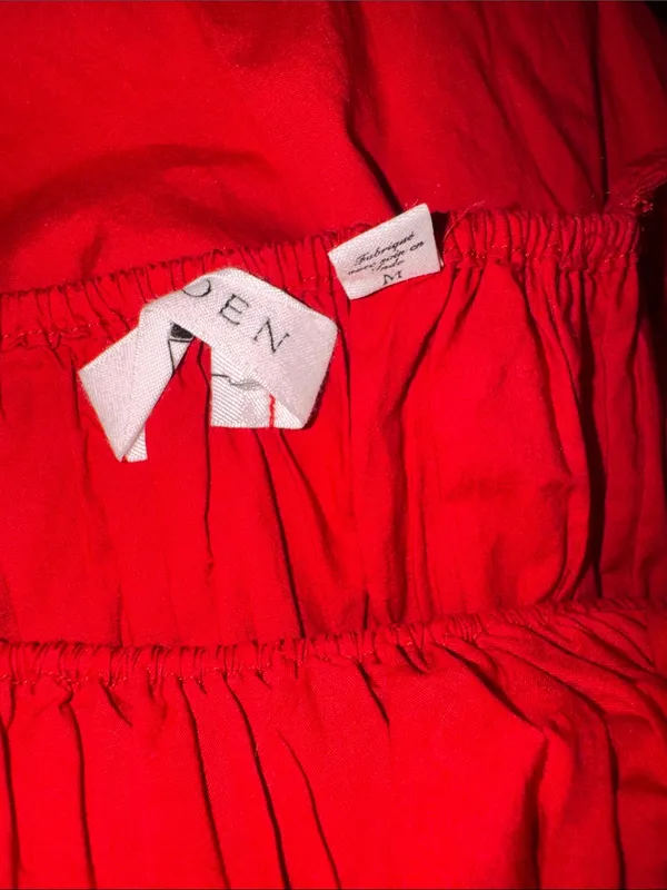 NEW DÔEN Clover organic Cotton Deep tomato Red Sleeveless Midi-Dress SZ M - Image 6