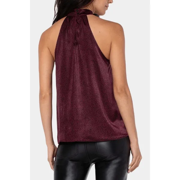 Liverpool Mock Neck Halter Top in Burgundy Leopard Print, NWT, Size S - Image 5