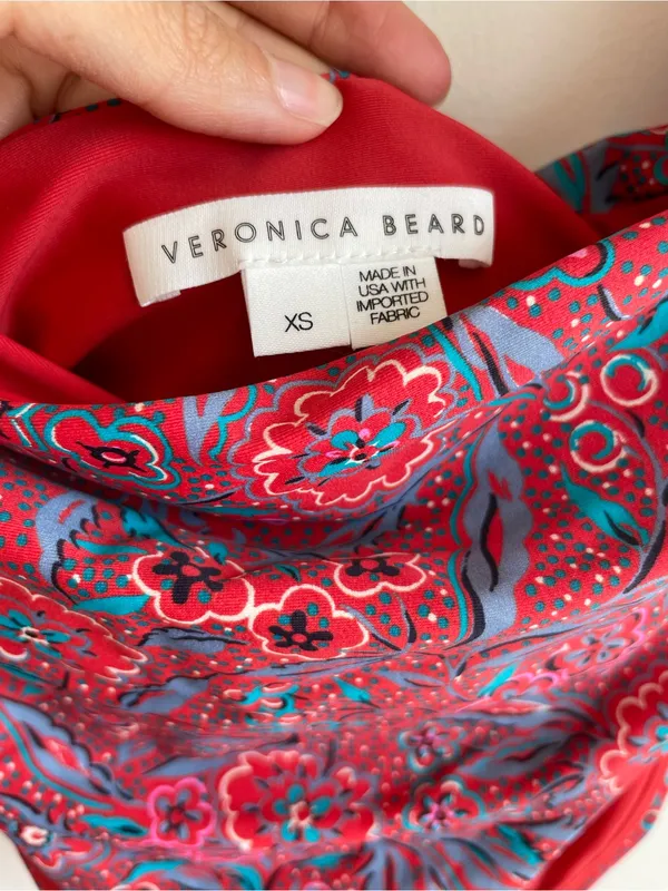 Veronica Beard Aniston Red Floral Print Cutout One Piece Swimsuit Size XS NWOT - Image 3