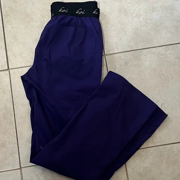 Koi Lite Deep Purple Scrub Pants with Black Waistband - Image 2