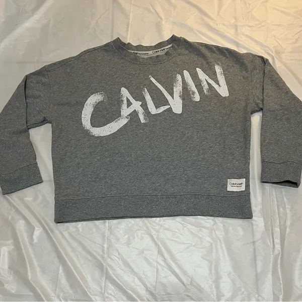 Calvin Klein Heather Gray Logo Sweater - Image 2