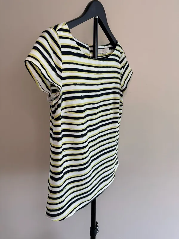 Ann‎ Taylor Loft Women's Striped Short Sleeve Blouse with Back Button Detail - Image 4
