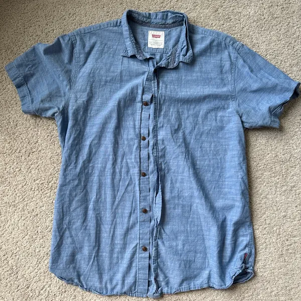 Levi's Blue Casual Button Down Shirt Short Sleeve - Image 3