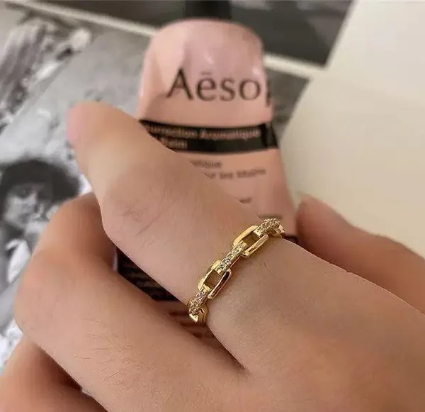Sterling Silver SIZE 5 Gold Plated 925  Simple Cadena Hueca Stackable Ring - Image 4