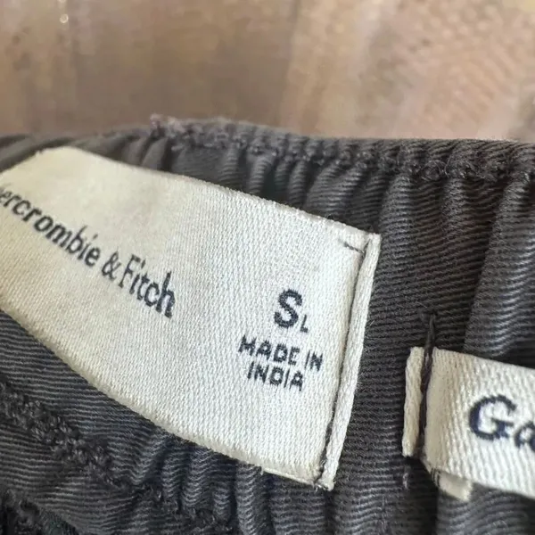 Abercrombie & Fitch Gray Charcoal Baggy Cargo Pull‎ On Pants Small Long Length - Image 4