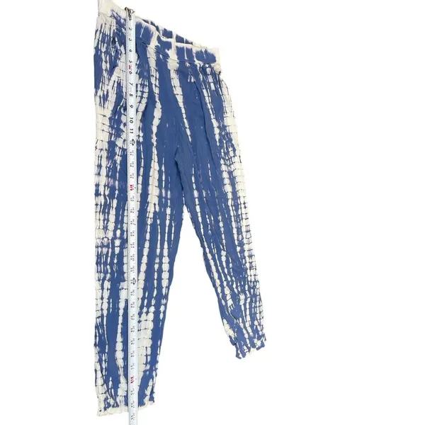 Darah Dahl Women’s Tie Dye Pants Blue White Boho Lounge Casual Lightweight M - Image 7