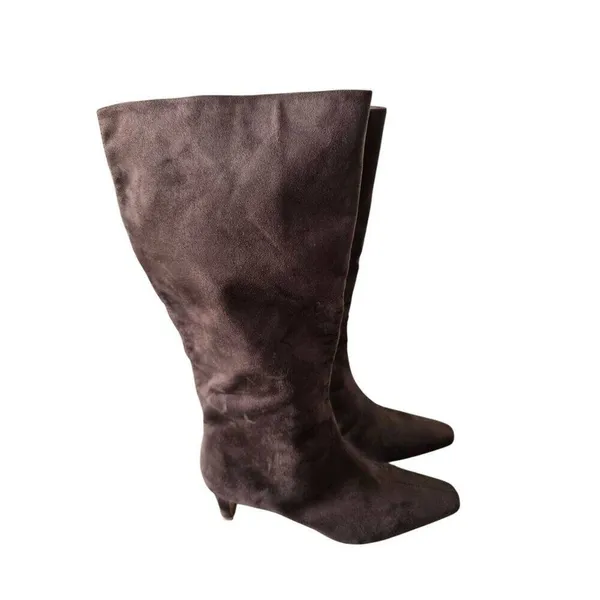 Seychelles June Brown Suede Square Toe Kitten Heel Tall Boots Size 6.5M - Image 3