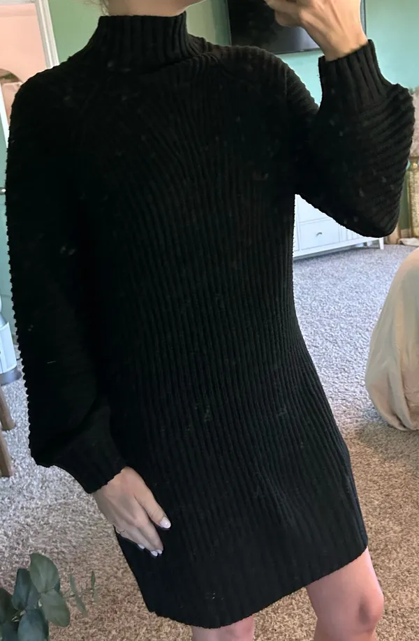 Black High Neck Sweater Dress - Image 2