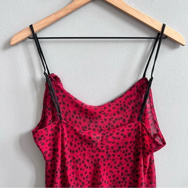 Natori Robe & Nightgown Set Red and Black Leopard Spots Ruffle Size Medium Large - Image 10