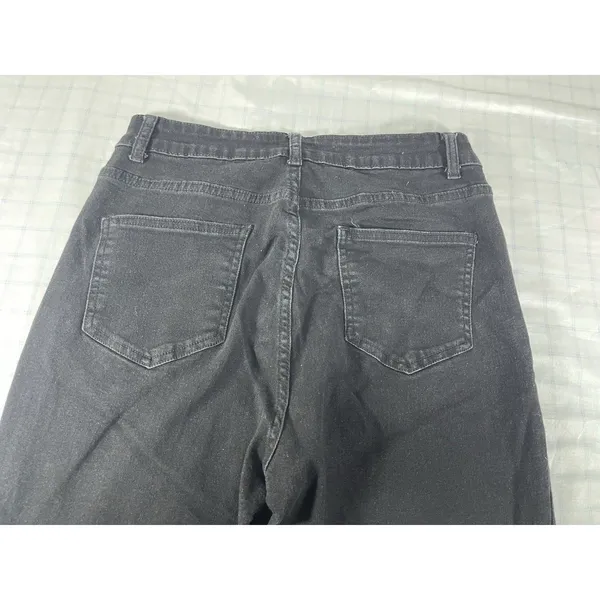Women's Black Flare Leg Jeans Size 8 High-Rise Bell Bottom Stretch Denim 30" - Image 9