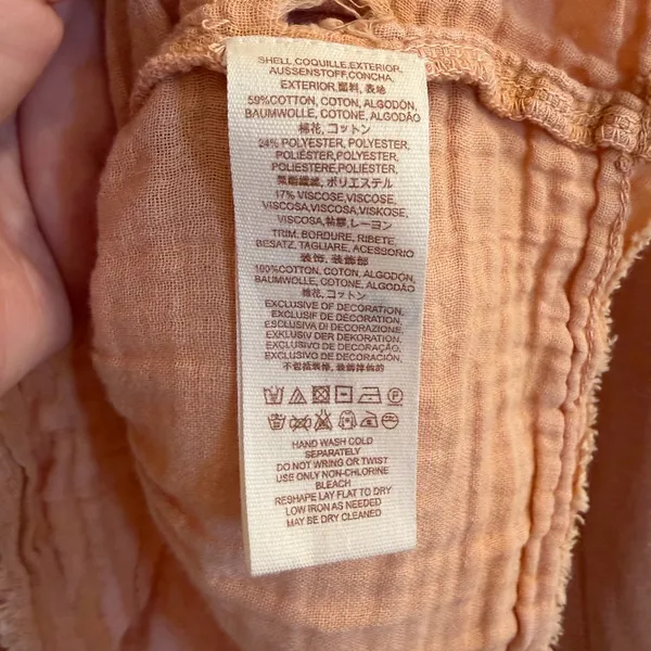 Free People Sweet Jane Pullover Peach Sweatshirt Top Medium - Image 6