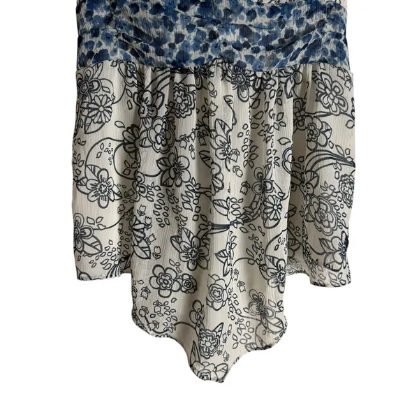 Abercrombie Y2K White Blue Floral Print Twist Back Babydoll Boho Tank Top XS - Image 3