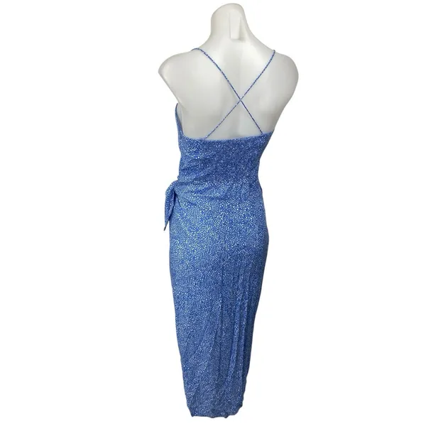 Zara Blue Sleeveless Corset Bustier Knot Slit Cami Tank Sheath Midi Dress Size M - Image 3
