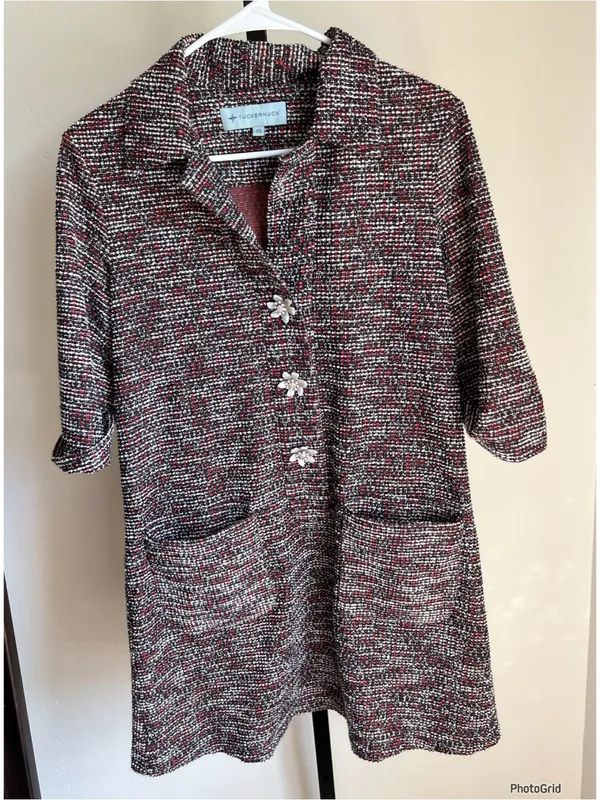 Tuckernuck Scout Tweed Jewel Flower Button Dress XS - Image 3