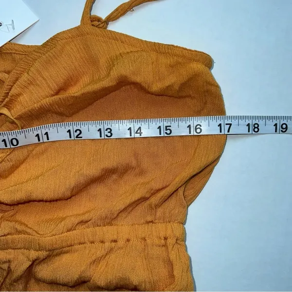 ASOS DESIGN cami jumpsuit with gathered bodice detail mustard size 10 - Image 4