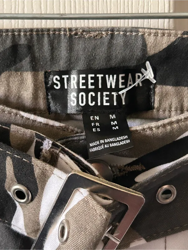 Streetwear Society Camo Print Cargo Jogger Pants w/Belt Sz M Fall Y2K 2000’s - Image 6