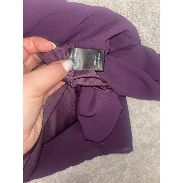 lulus long sleeve knee length dress sheer sleves xl Chiffon Deep Purple - Image 12