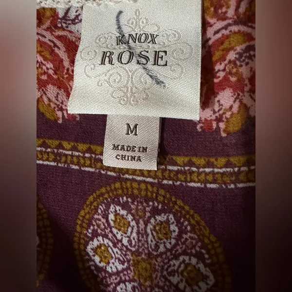 Knox Rose Burgundy and Gold Boho Blouse - Image 3