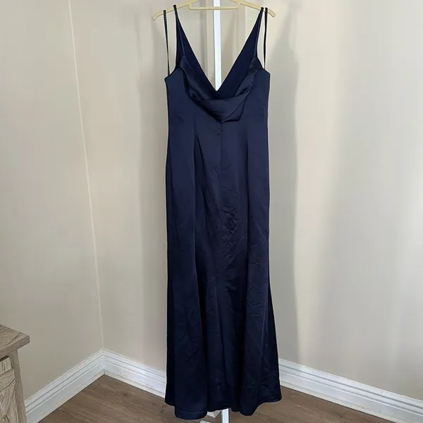 After Six Size 8 Draped Cowl-Back Princess Line Dress Front Slit Midnight - Image 5
