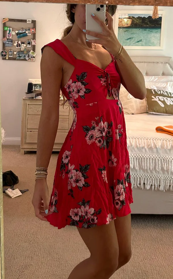 Target Floral Red Dress - Image 4
