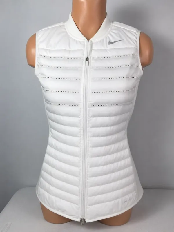 Nike AeroLoft Womens Golf Vest Large White Quilted Full Zip Lightweight - Image 5