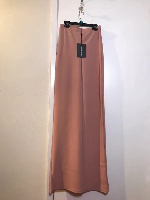 Pretty Little Thing Dusty Pink Wide Leg High Waste Trousers - Image 5