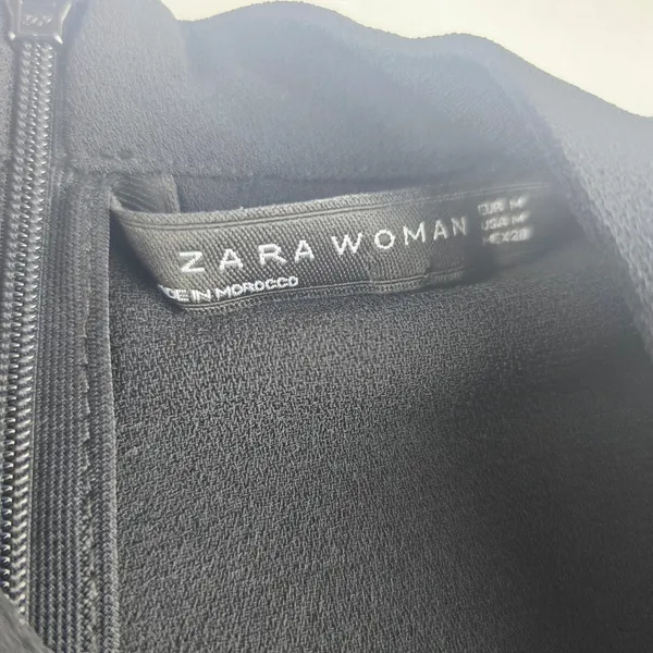 Zara Woman Black Dress Cut Out Choker Neck Short‎ Sleeve Mini Medium - Image 4